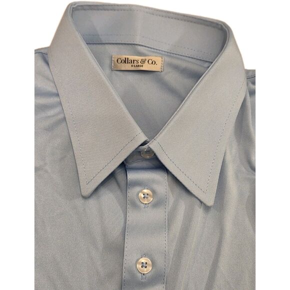 NWOT Collars & Co Men’s XL English Spread Collar Polo Shirt –Sky Blue Solid Read - Picture 4 of 8